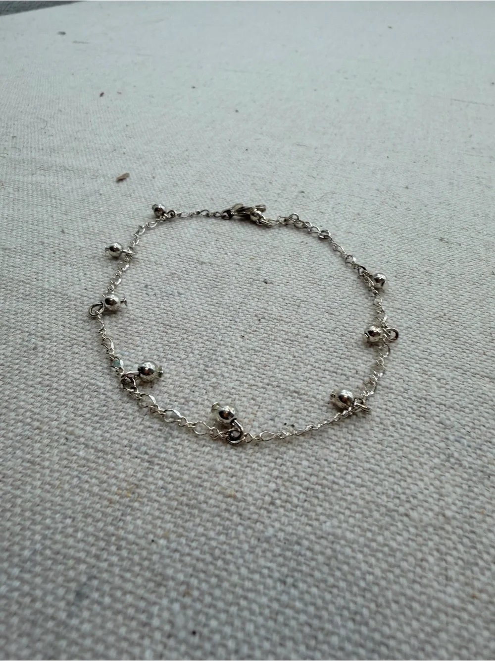 Sterling-Tone Bead Charm Bracelet in Silver